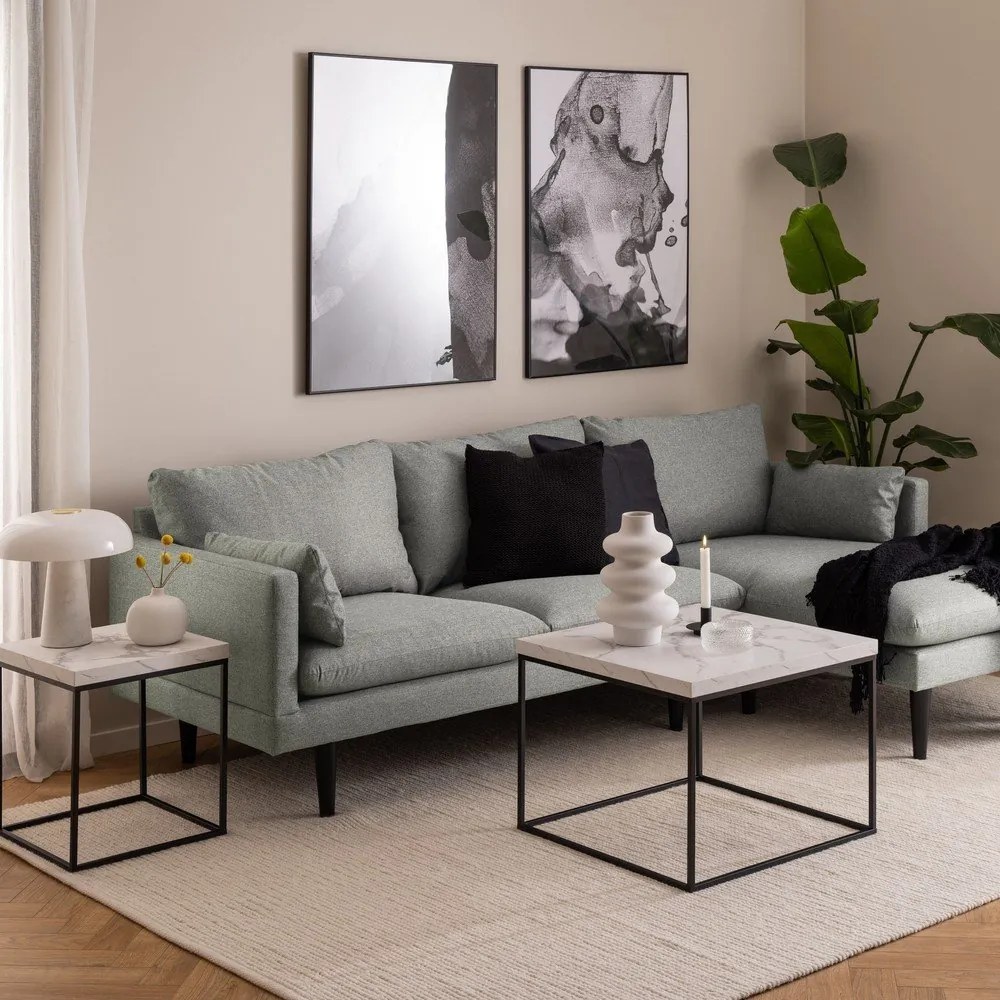 Biały stolik z blatem w dekorze marmuru 60x60 cm Barossa – Actona