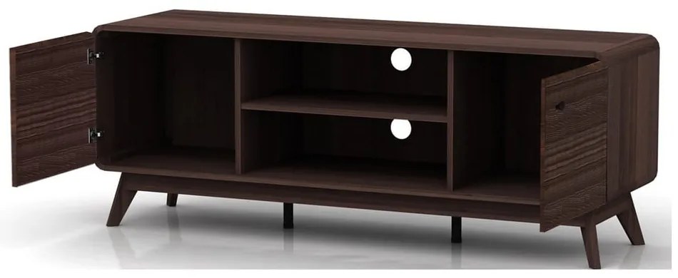 Brązowa szafka pod TV w dekorze orzecha 140x53 cm Caitlin – Støraa