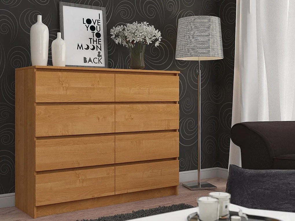 Komoda AKORD K120 Olcha 120 cm 8 szuflad kolor Olcha mat 120x40x99 cm