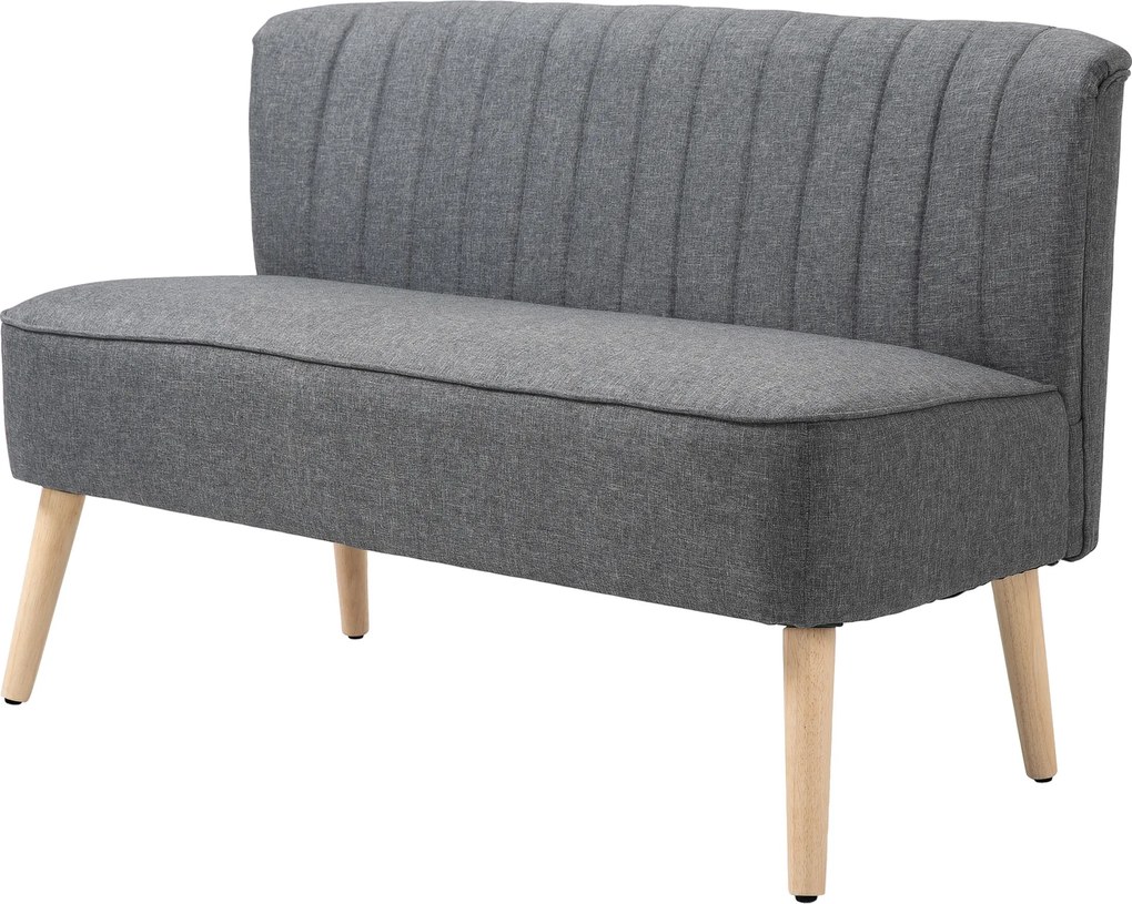 HOMCOM Sofa 2-osobowa, sofa tapicerowana o wyglądzie lnu, drewniana rama, do salonu i sypialni, 117 cm, szara