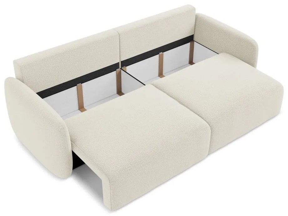 Kremowa rozkładana/ze schowkiem sofa 238 cm Kalena – Makamii