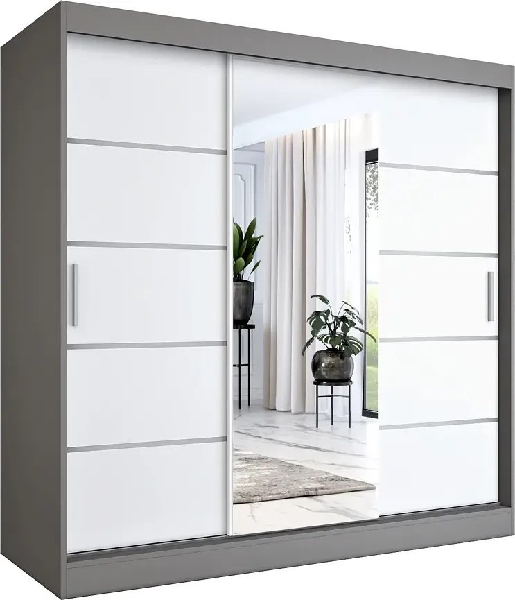 Szafa Przesuwna Biały 200 Cm Antracyt + B8-F55