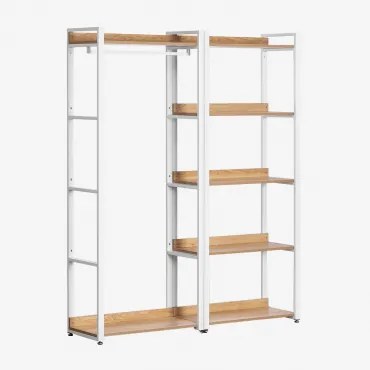 Modułowa Otwarta Szafa 2-częściowa Z Wieszakiem I Półką Ze Stali I Mdf Ariaster Miel - Sklum