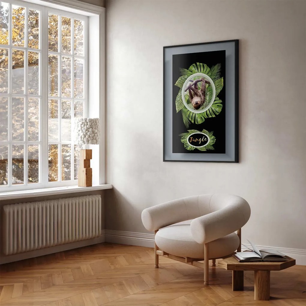 Plakat Leniwiec 60x90 cm z ramą czarną bez marginesu ARTGEIST B