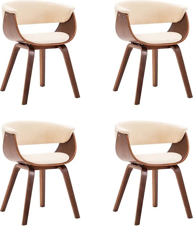 Zestaw 4 krzeseł do jadalni kremowych z giętym drewnem i skórą ekologiczną