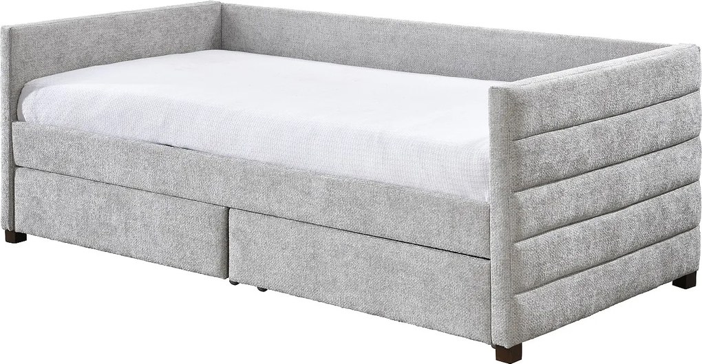 Łóżko typu tapczan 90 x 190 cm z szufladami – Tkanina teksturowana – Szary – ORENALO