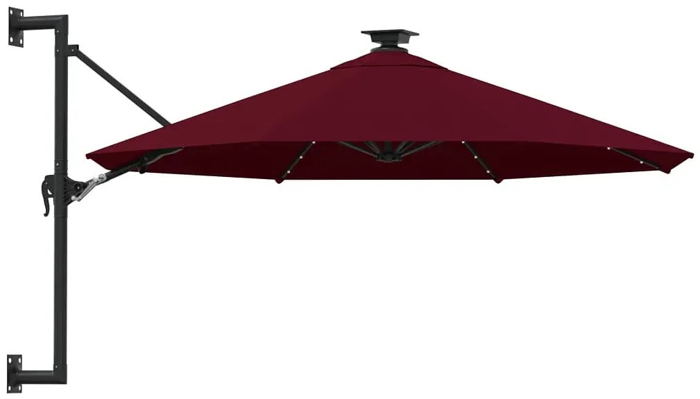 Burgundowy parasol ścienny z LED - Shade