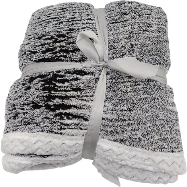 Koc z owczej wełny Marmur czarny, 150 x 200 cm