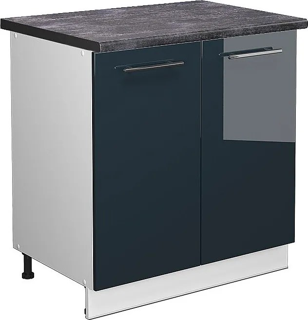 Szafka pod zlew ciemnoniebieski wysoki połysk 80x60x82 fame-line