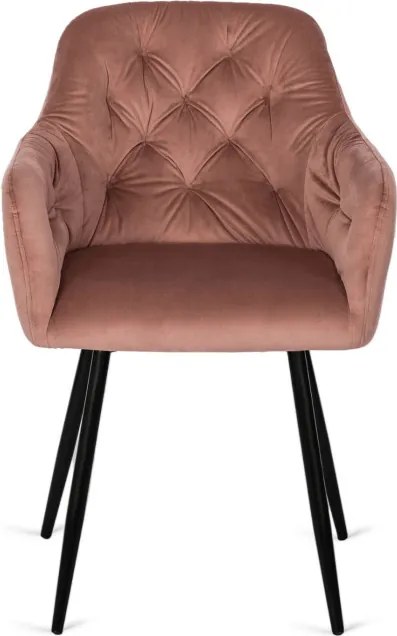 Krzesło Tapicerowane do Salonu VIKI Różowe Welurowe Nowoczesne Loft
