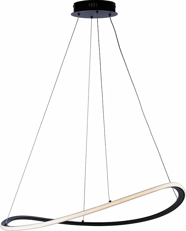 Raky – lampa wisząca LED CCT z metalu i czarnego aluminium, regulowane kable, pilot, zmiana barwy światła, nowoczesny design, Ø70 cm