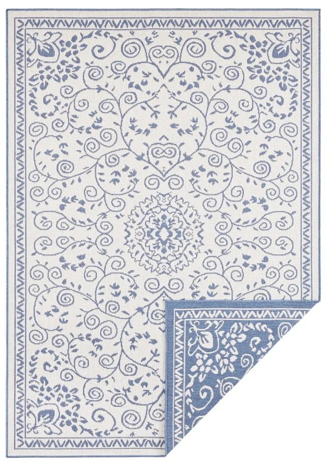 Niebiesko-kremowy dywan odpowiedni na zewnątrz NORTHRUGS Leyte, 120x170 cm