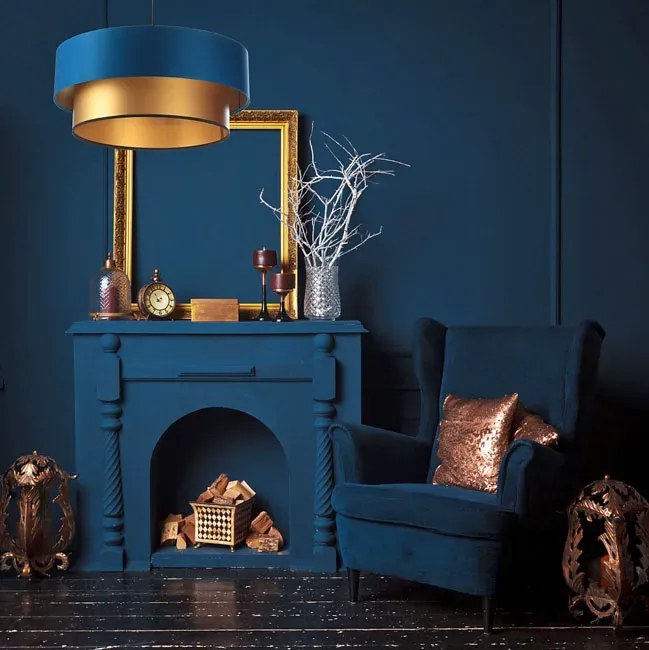Złoto-granatowa lampa wisząca w stylu glamour - S416 L8-H58
