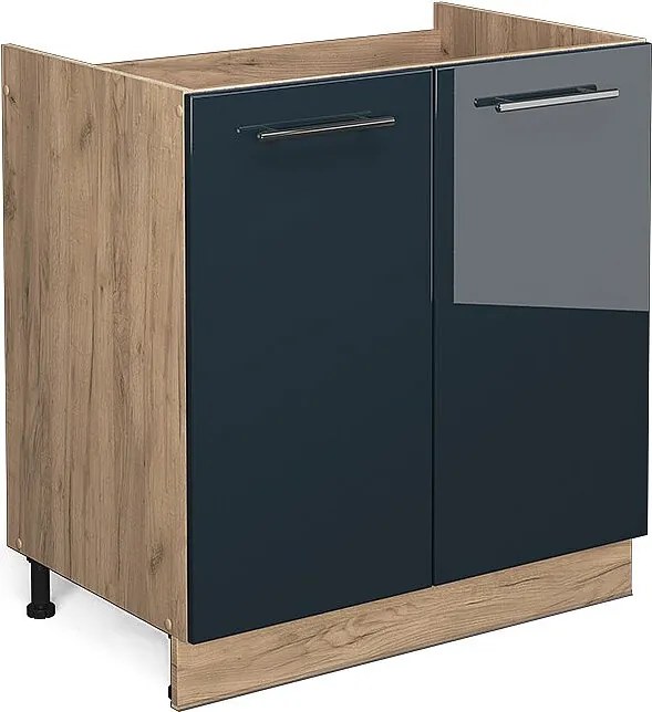 Szafka pod zlew ciemnoniebieski wysoki połysk 80x51.6x82 fame-line