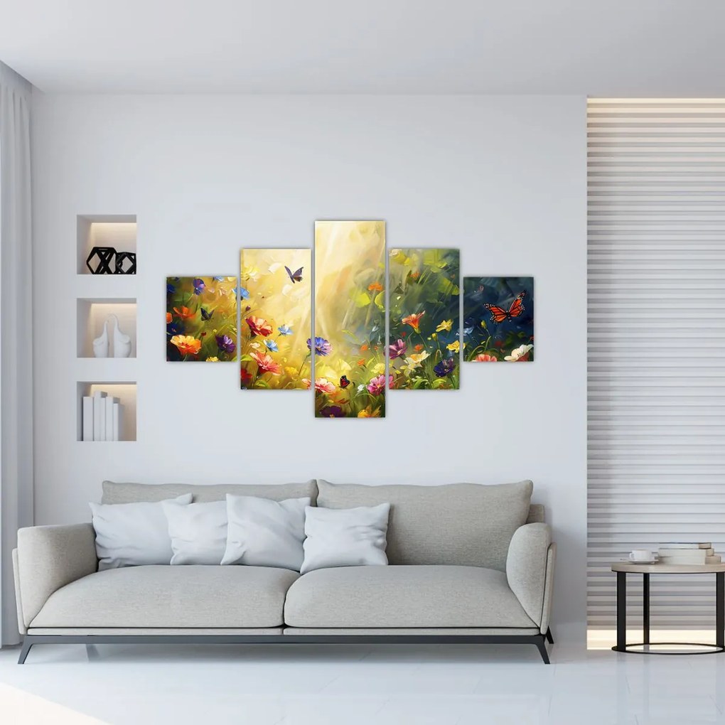 Obraz - Wiosenna łąka kwiatowa, malarstwo (125x70 cm)