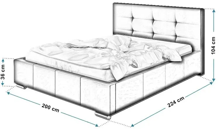 Tapicerowane łóżko małżeńskie 180x200 Ringe 2X - 36 kolorów