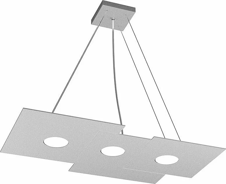 Lampa wisząca Toplight Plate nowoczesna 67x35cm z metalu w kolorze szarym - gniazdo GX53x3 - wys. maks. 100cm