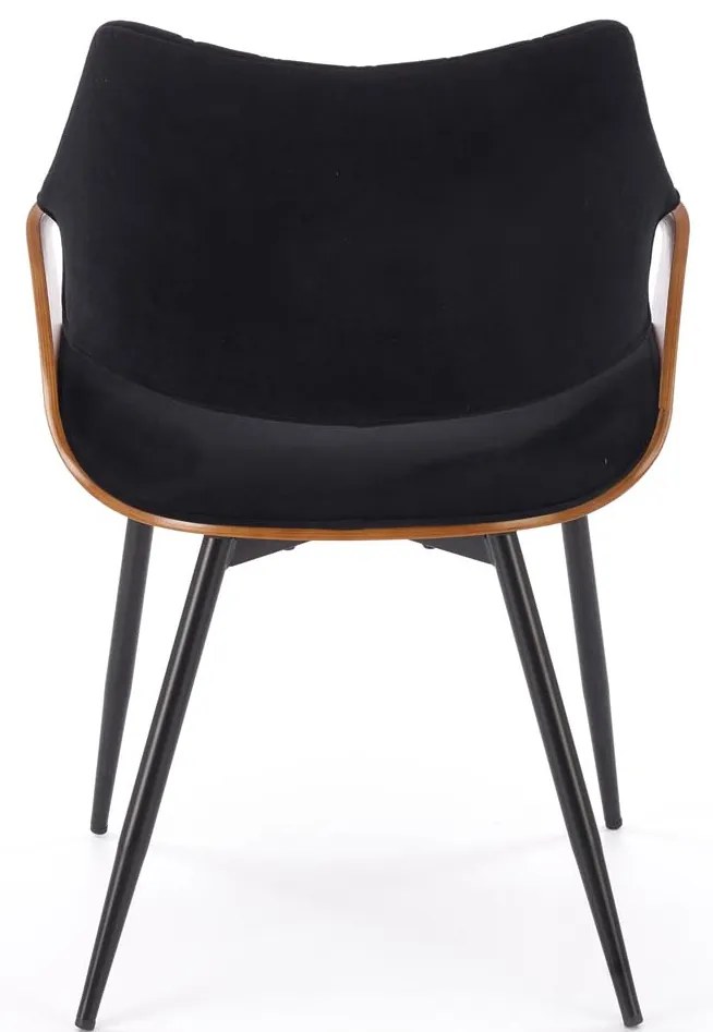 Krzesło tapicerowane welur sklejka gięta orzechowy/czarny K586