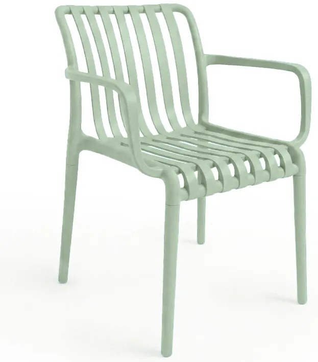 Plastowe krzesło TREGO z podłokietnikami, zielone