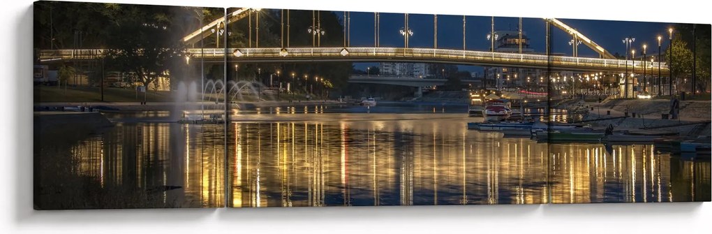 Obraz mostu z fontanną (170x50 cm)