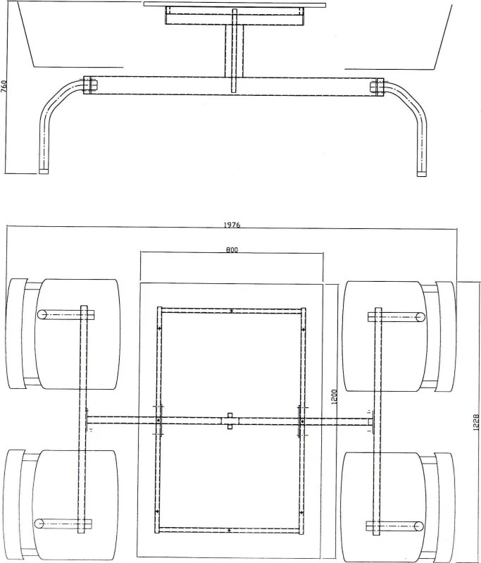 Zestaw kuchenny 1976 x 1228 mm - blat buk, siedziska buk