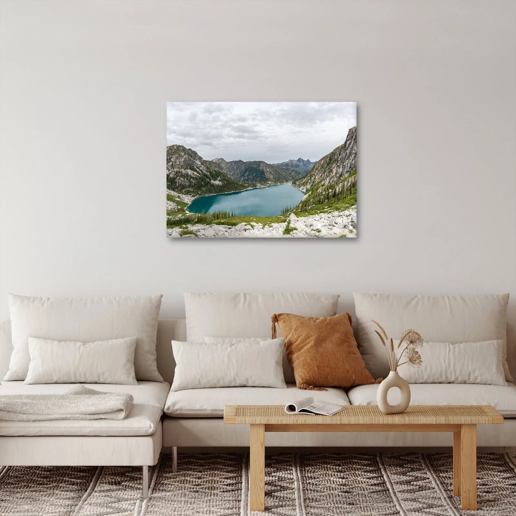 Obraz jeziora w górach (70x50 cm)