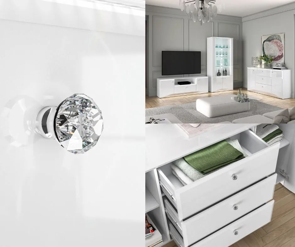 Komoda z oświetleniem LED Glamour 02, biały połysk