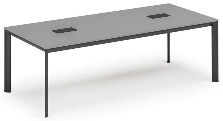 Stół konferencyjny PRIMO INVITATION, 240x120 cm, szary + 2x port blatowy TYP VI, czarny