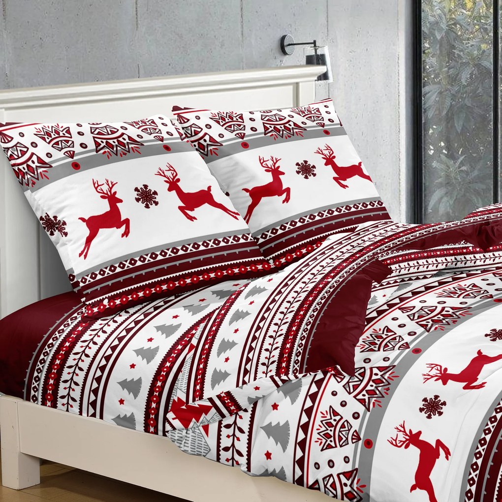 PrzytulneMieszkanie.pl PrzytulneMieszkanie.pl Pościel z mikrofibry  JELEŃ I PŁATEK czerwona
