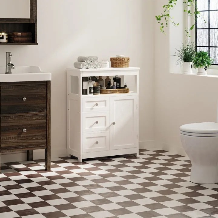 Szafka Łazienkowa Biała z 3 Szufladami – Stojąca Loft 60 cm