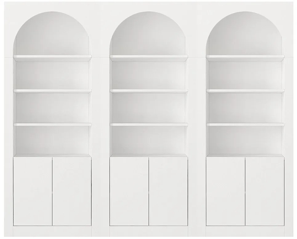 Zestaw 3 regałów z 4 przegródkami, 2-drzwiowych - Biały - CYMORA