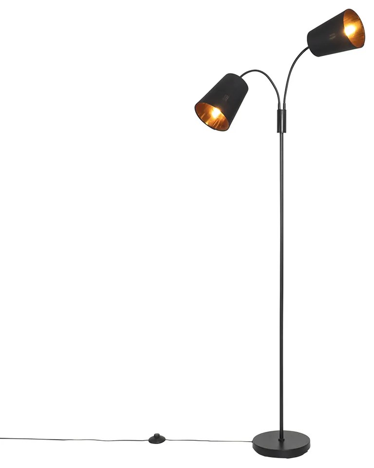 Inteligentna lampa podłogowa czarna w komplecie z 2 żarówkami WiFi P45 - Carmen Nowoczesny Oswietlenie wewnetrzne