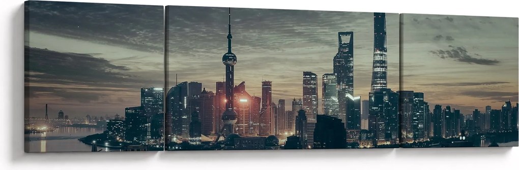 Obraz miasta o zmierzchu (170x50 cm)