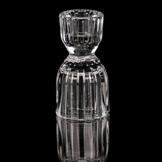 Świecznik szklany 10 cm na świecę stożkową, przezroczysty