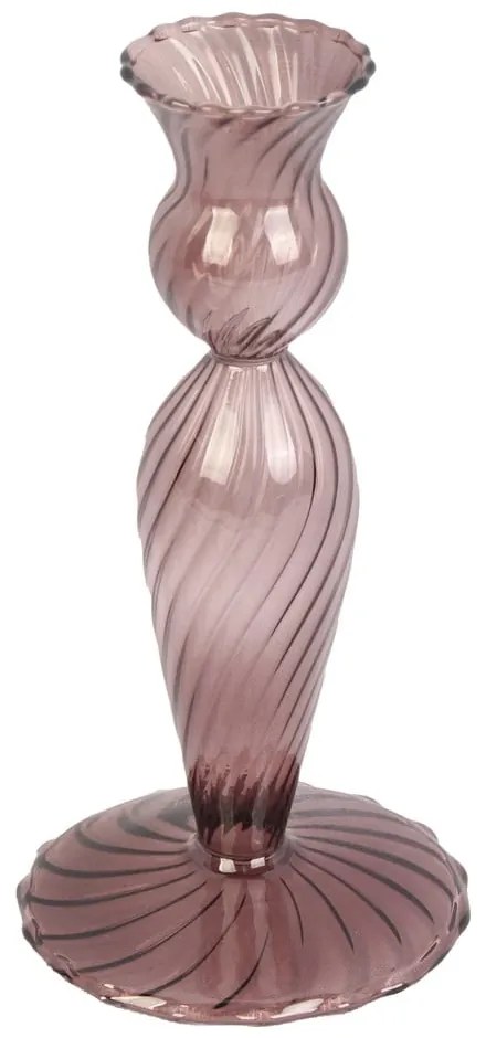 Brązowy szklany świecznik PT LIVING Swirl, wys. 17 cm