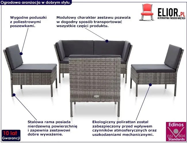 Zestaw szarych mebli ogrodowych B0-F03