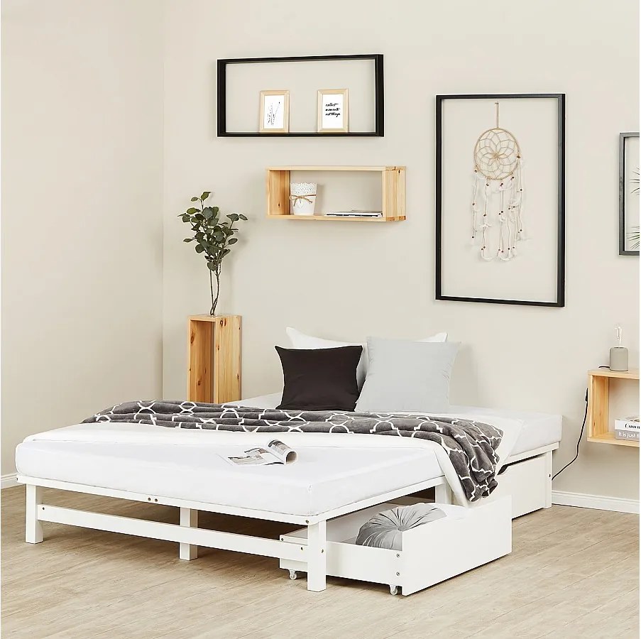 Łóżko na paletach 140x200 cm białe