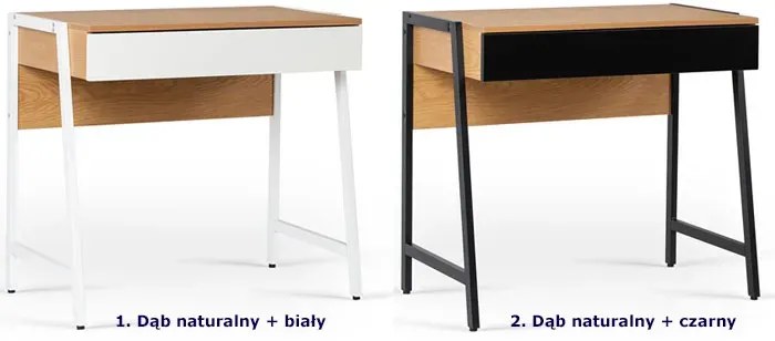 Małe biurko z szufladą dąb naturalny + biały - Monato