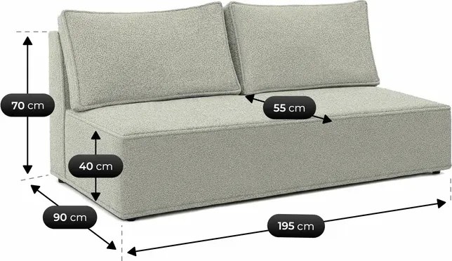 Sofa z Funkcją Spania MAVIA Szara Boucle Nowoczesna