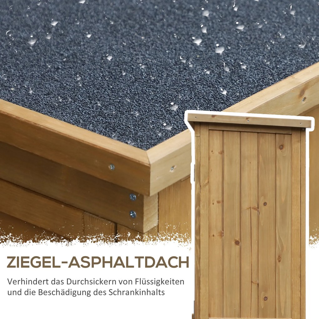 Outsunny® Drewniana Szafa Ogrodowa, Domek Narzędziowy Szopa Ogrodowa