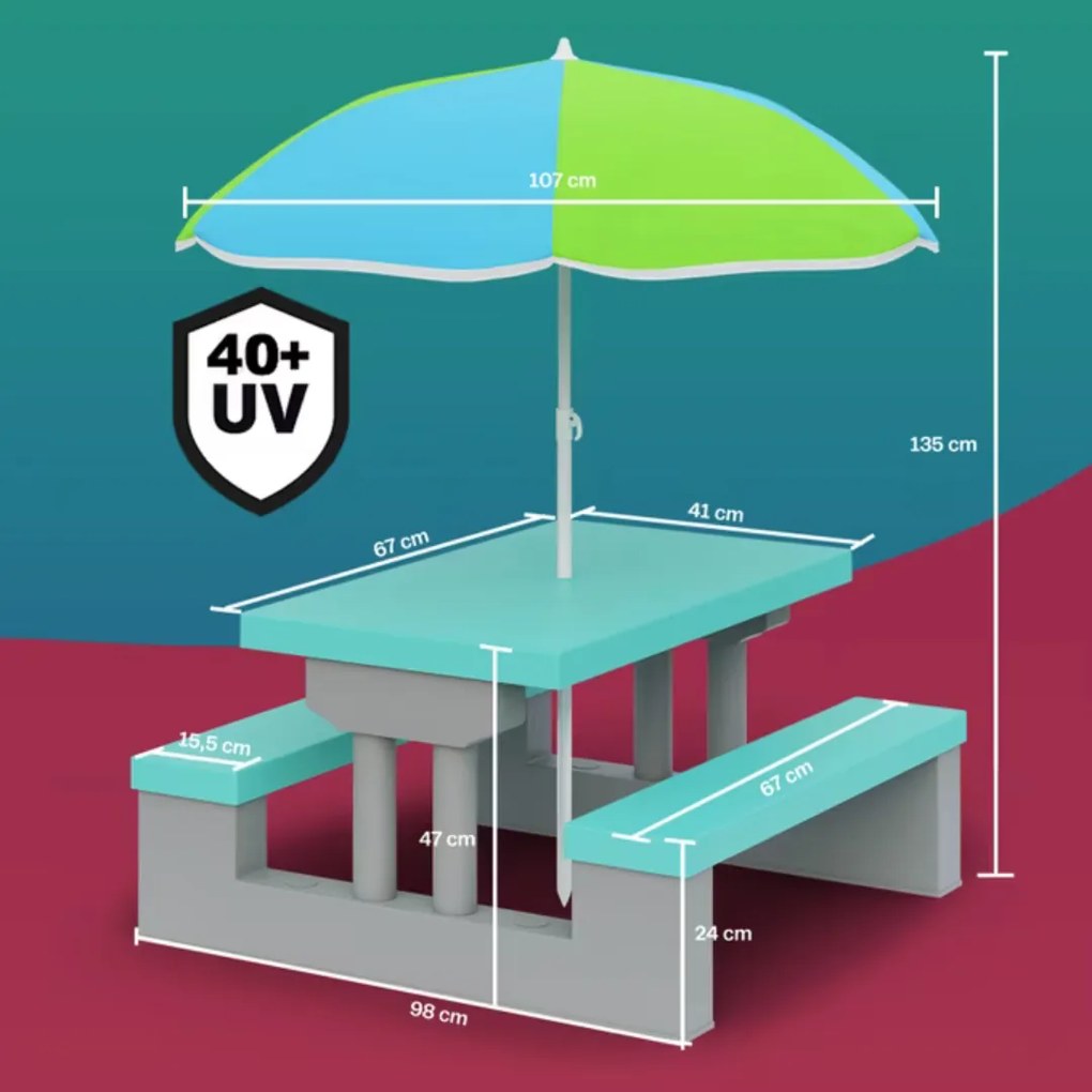 Zestaw mebli dziecięcych ze słonecznikiem JASMIN, 67x78,5x42,5cm, szary/miętowy Spielwerk