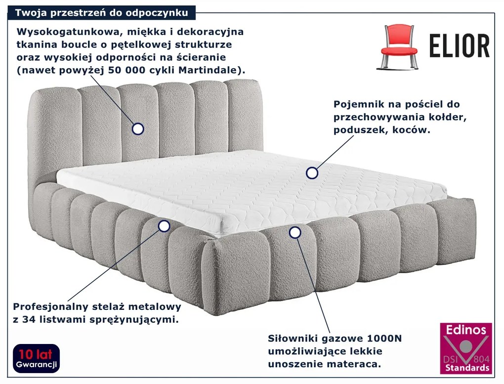 Szary łóżko tapicerowane chmurka D5-F50