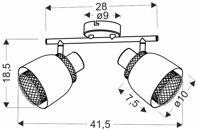 Czarna podwójna lampa sufitowa w stylu loft - D186 Fibero 3X