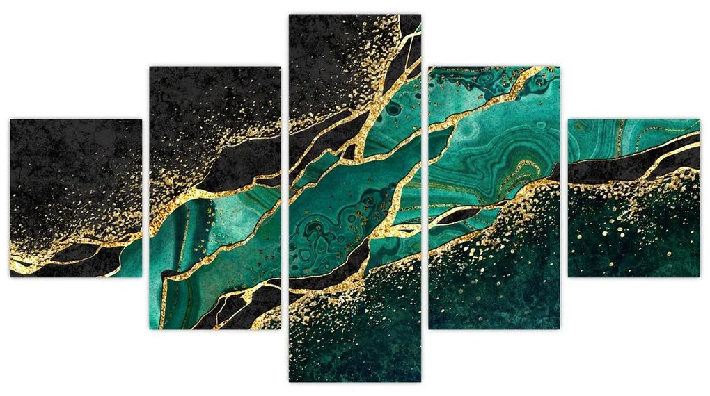 Obraz - Marmurki olejno-złote (125x70 cm)