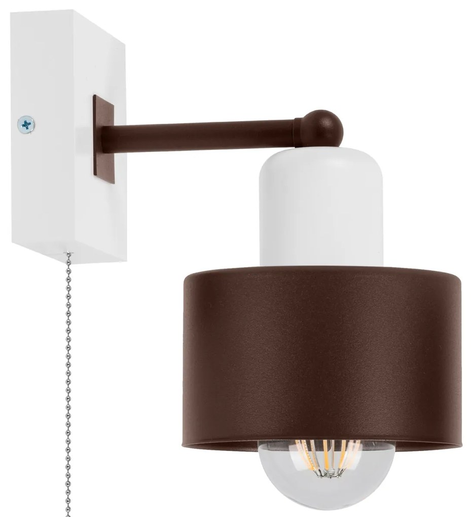 Brązowo-biały kinkiet LED SHWD-BR10x10WE jednopunktowy z litego drewna