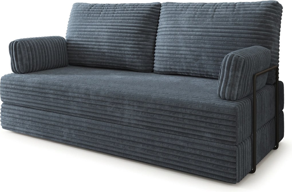 Masseno Sofa piankowa SILAR z funkcją spania, Kanapa z pianki do salonu, Bezmontażowa, Tkanina sztruksowa – Szary TILIA 85