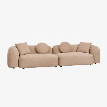 Sofa Modułowy 2-częściowy Z Tkaniny Chenille Coco Szenila Gruba Brąz Latte - Sklum