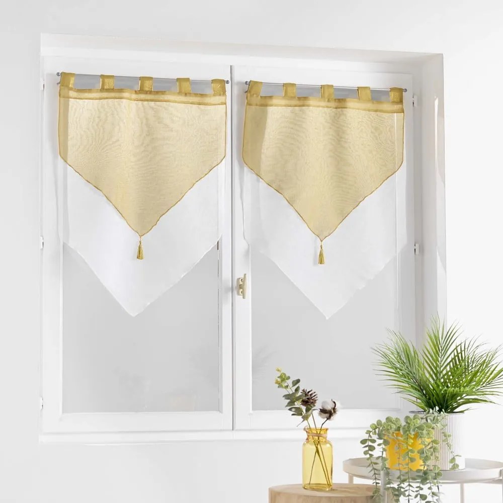 Biało-żółte firanki zestaw 2 szt. 60x90 cm Duetto – douceur d'intérieur