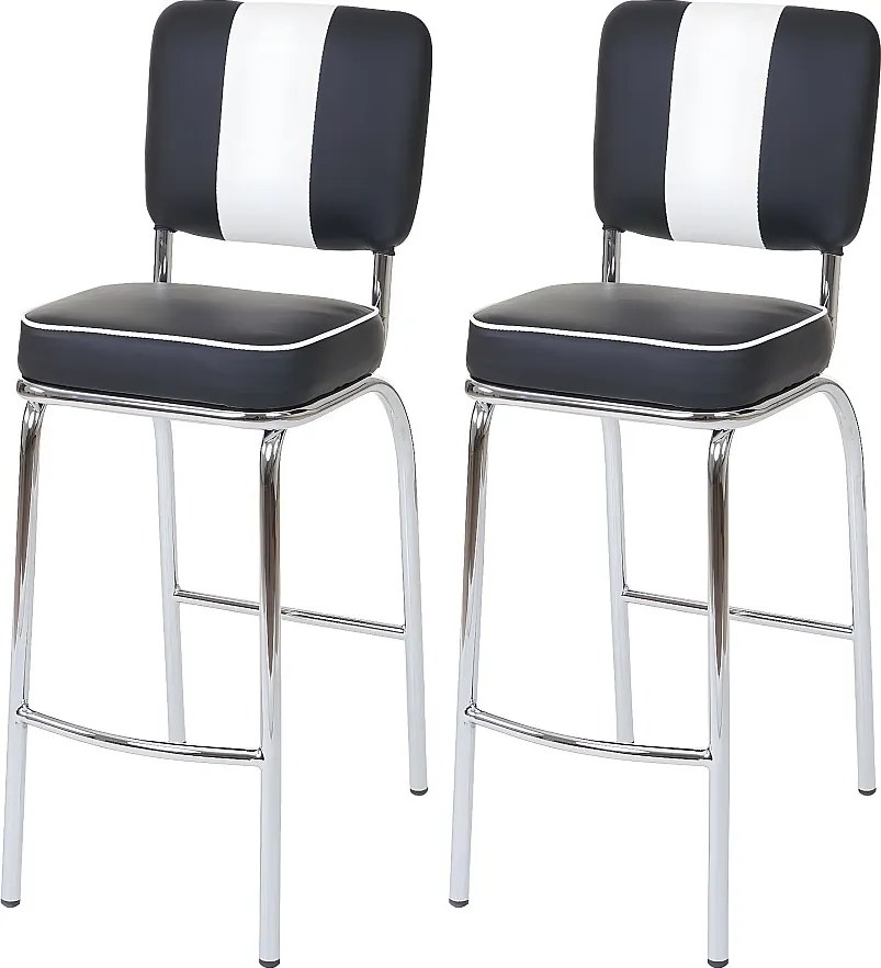 Stołek barowy Akita (zestaw 2),  czarno-biały