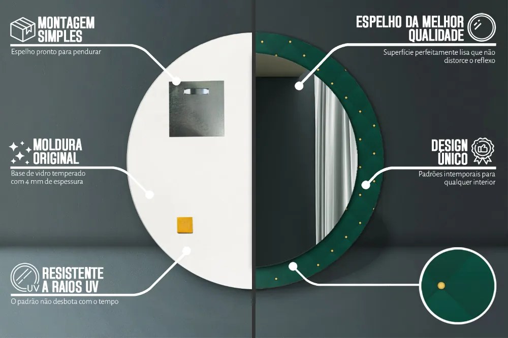 Zielony luksusowy szablon Lustro dekoracyjne okrągłe